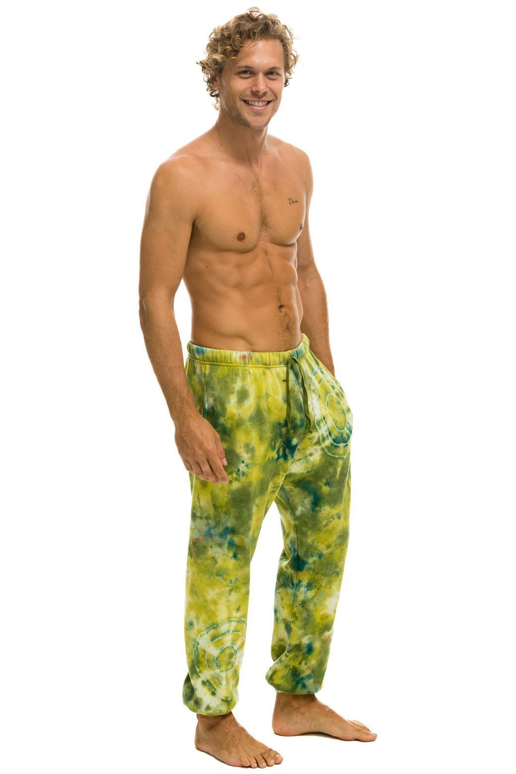 HAND DYED SWEATPANTS - TIE DYE GREEN YELLOW Male Product Image