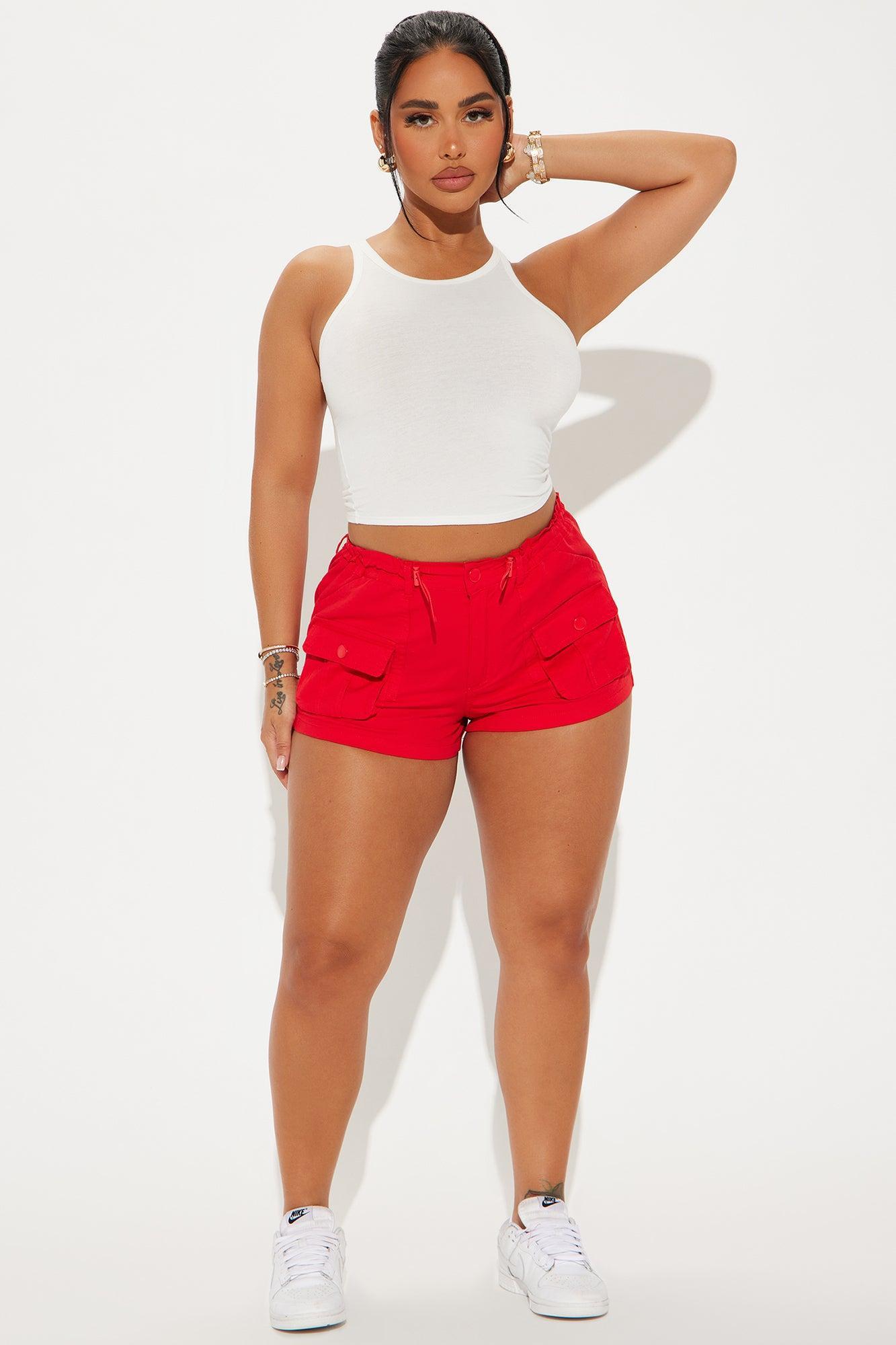 Fall For You Cargo Short - Red Product Image