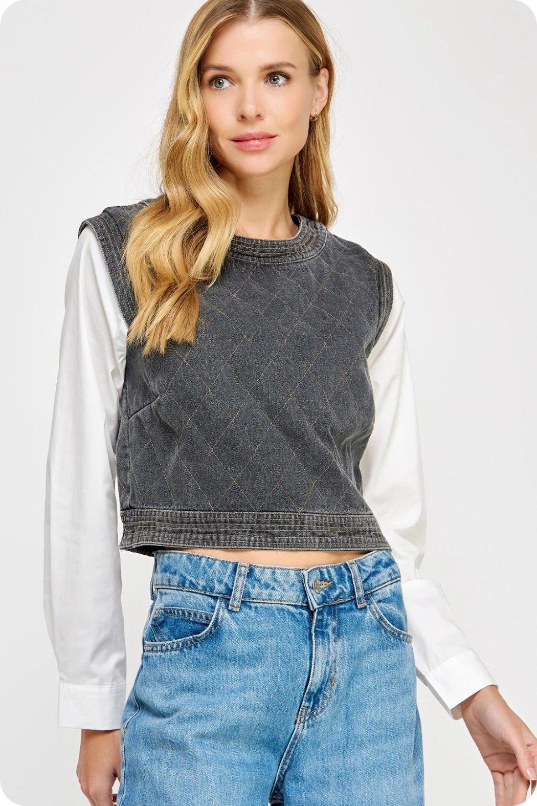 Quilted Denim Top Product Image