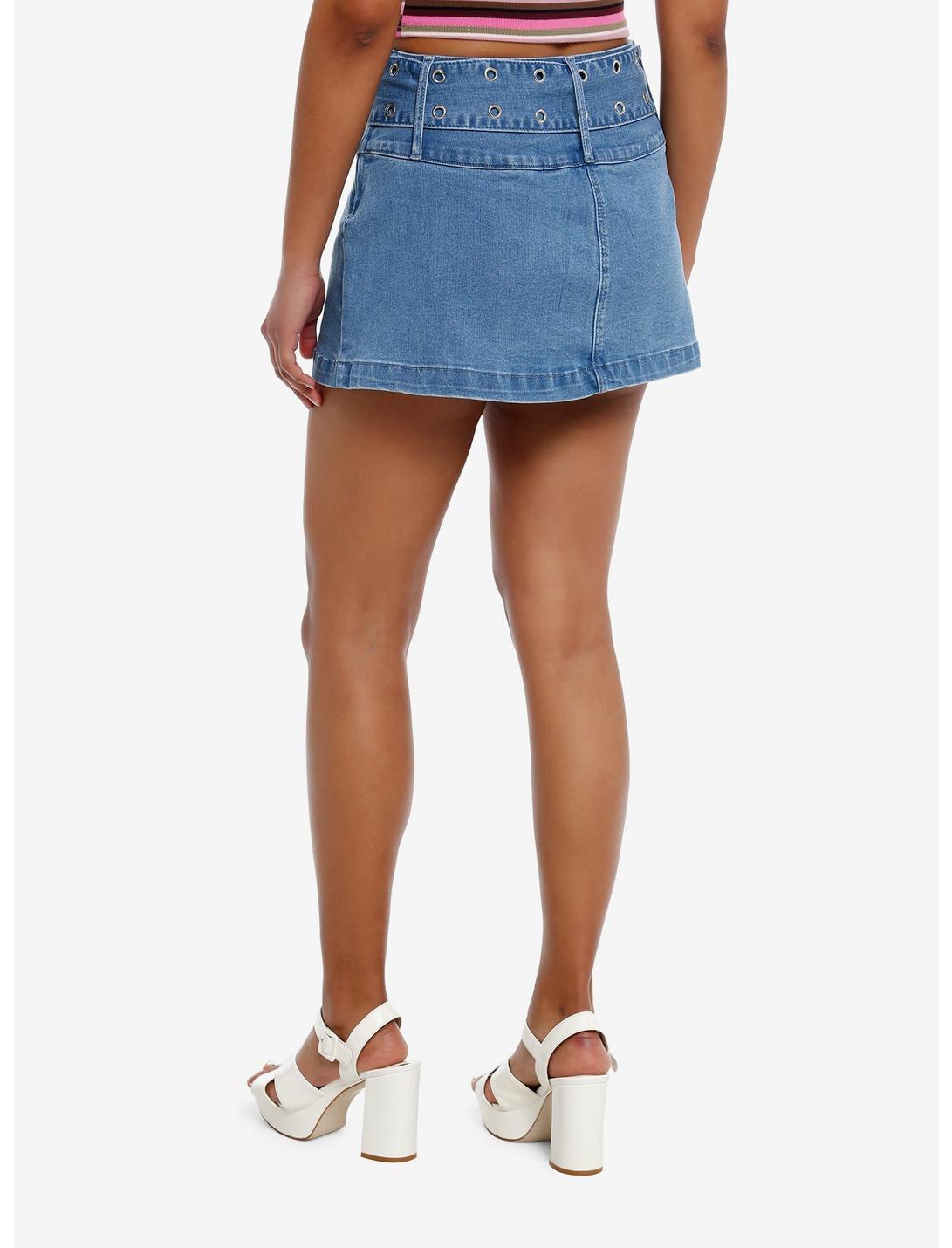 Sweet Society® Butterfly Rhinestone Denim Mini Skirt Product Image