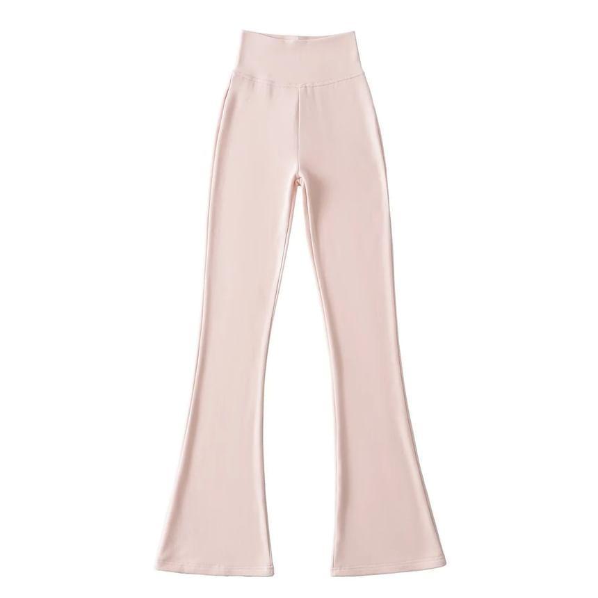 High Waist Plain Bootcut Pants Product Image