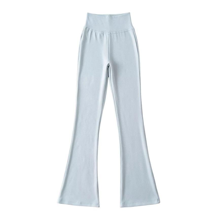 High Waist Plain Bootcut Pants Product Image