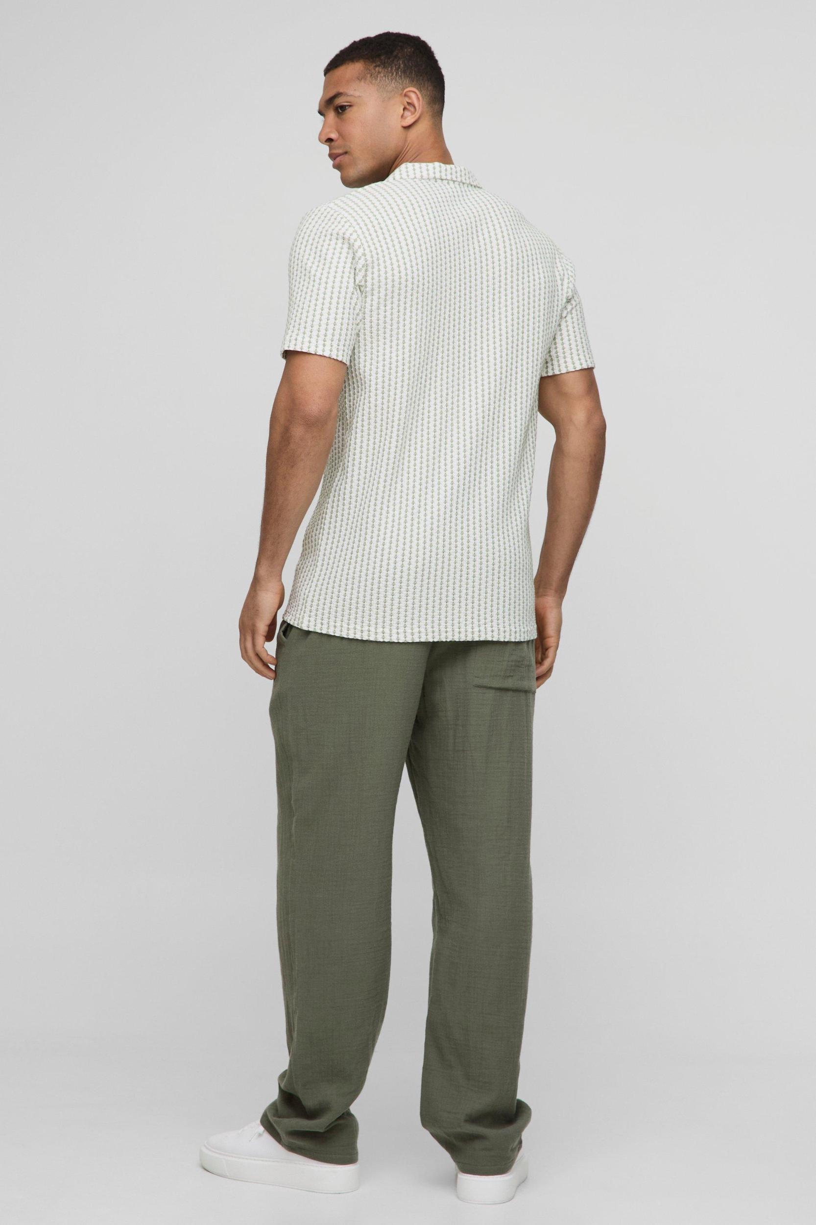 Elasticated Relaxed Fit Cheesecloth Pants | boohooMAN USA Product Image