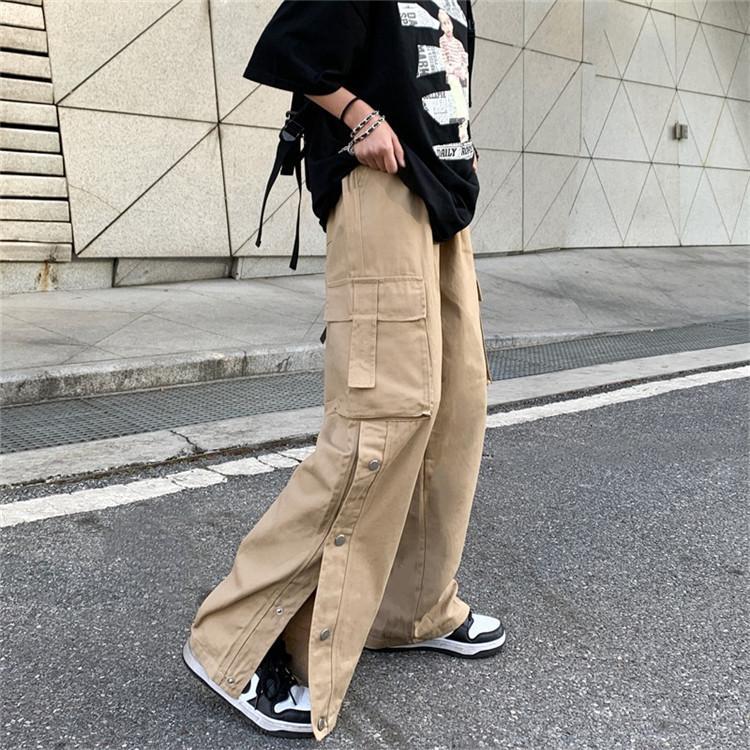 Sopula Retro Street Buttoned Straight Leg Cargo Pants Product Image