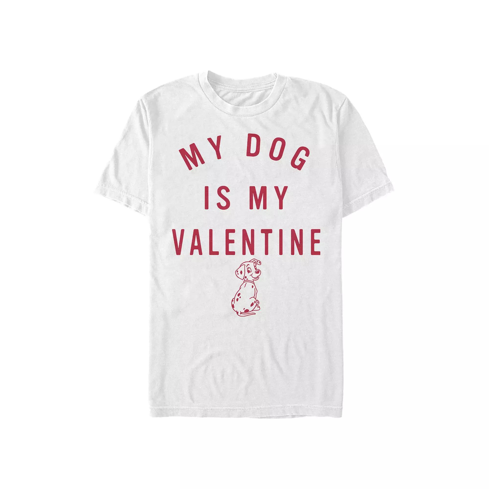 Disney's 101 Dalmatians My Dog Is My Valentine Men's Graphic Tee, Size: Large, White Product Image