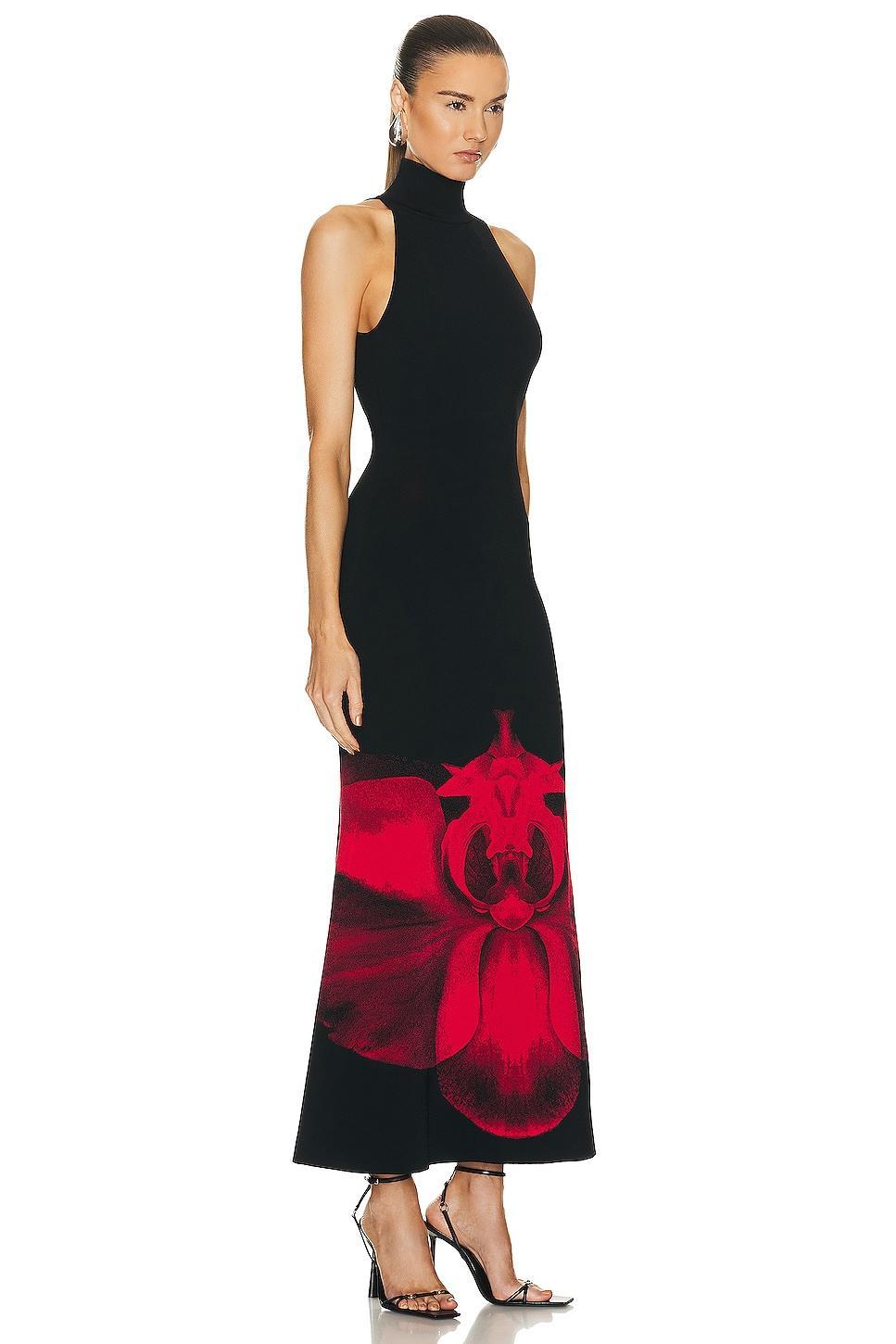 Alexander McQueen Ethereal Orchid Dress in Black Product Image