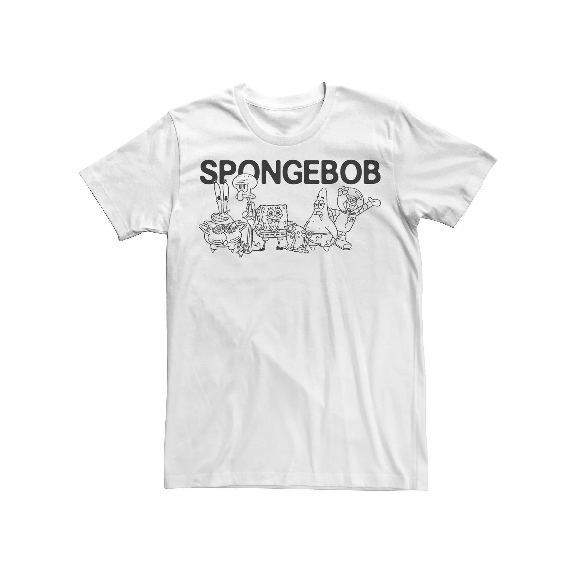 Men's SpongeBob Group Shot Outlines Tee, Size: Medium, White Product Image