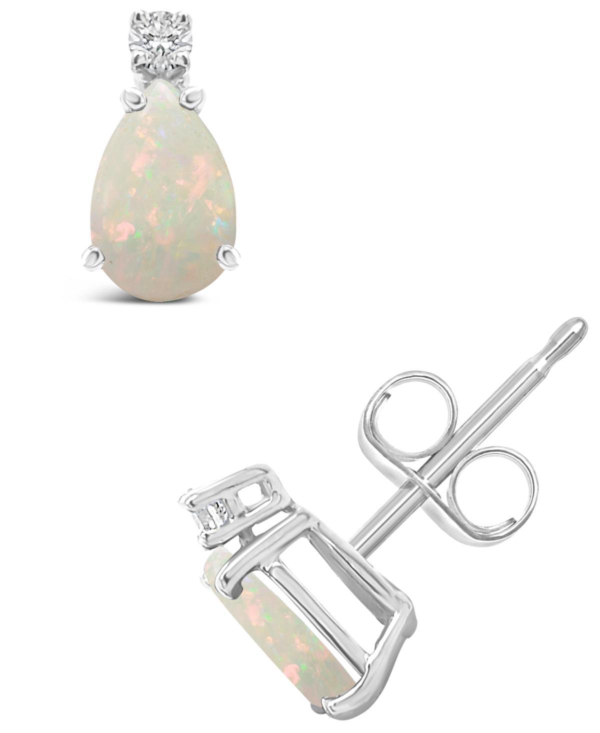 Celebration Gems 14k White Gold Gemstone & Diamond Accent Stud Earrings, Women's Product Image