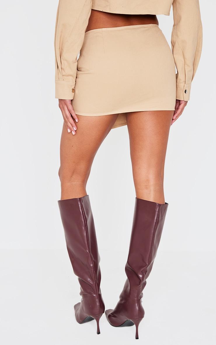 Beige Woven Cargo Wrap Mini Skirt Product Image