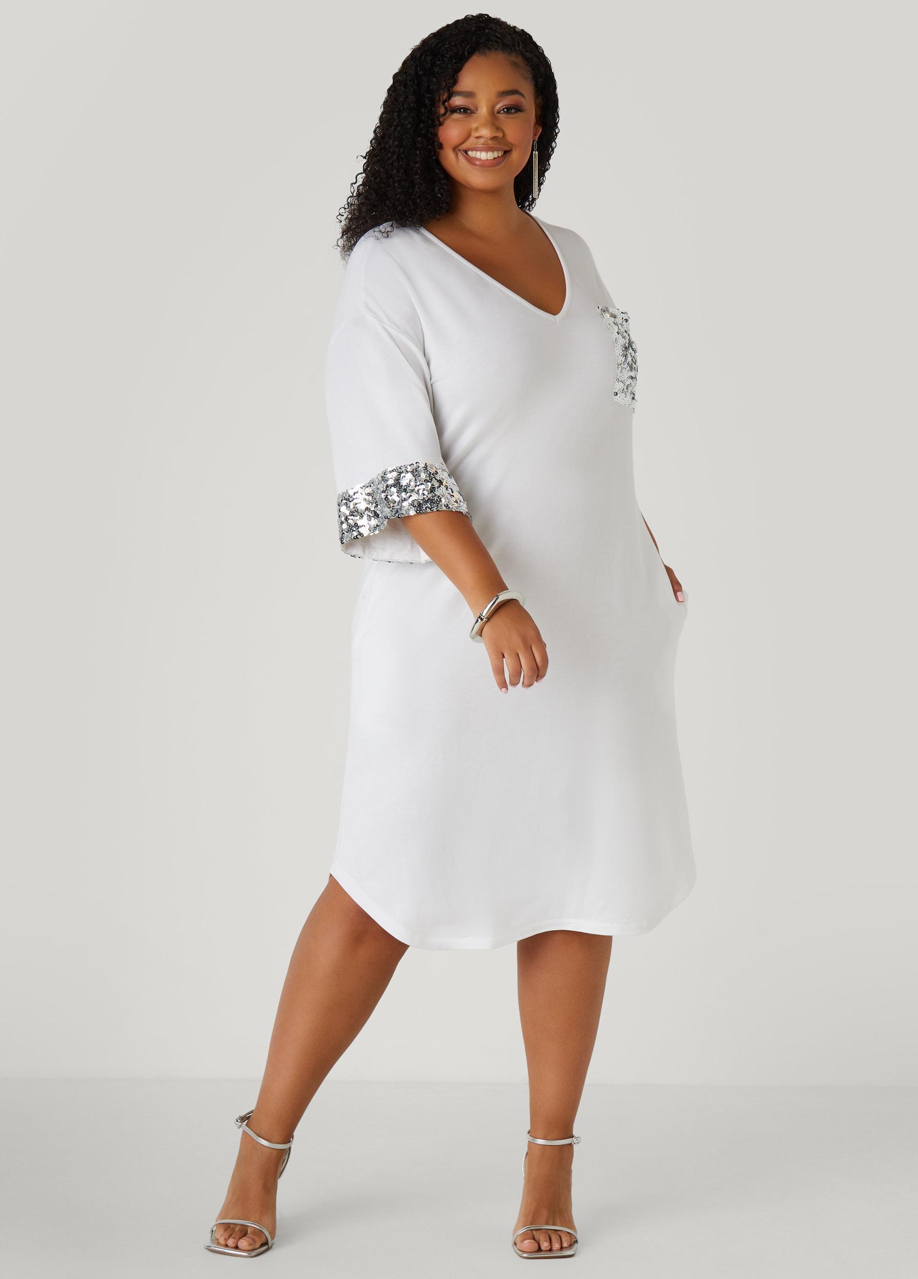 Sequined Terry T Shirt Dress Product Image