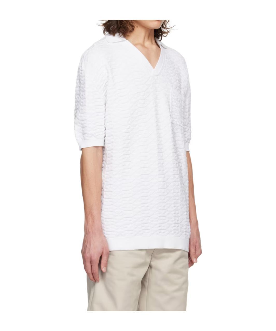 HUGO BOSS Short-sleeved Jacquard Polo Shirt In White Product Image
