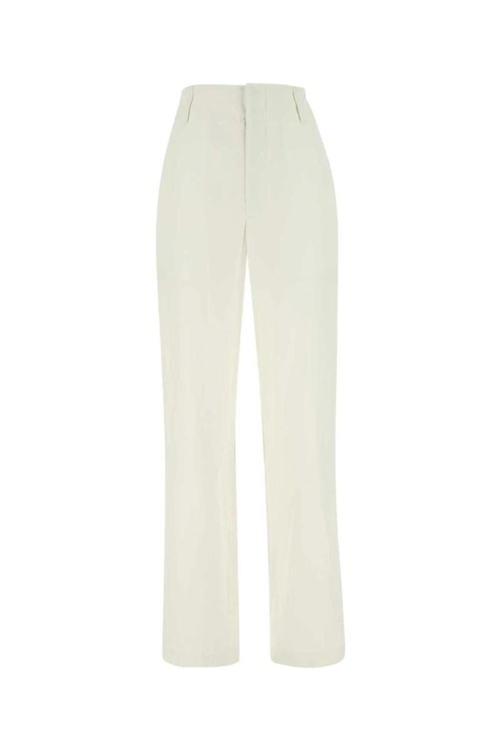Curved Leg Melange Pants In Cream Product Image