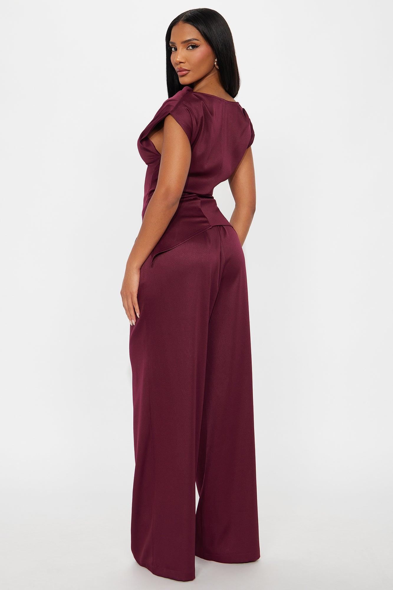 Poised To Perfection Pant Set - Wine Female Product Image