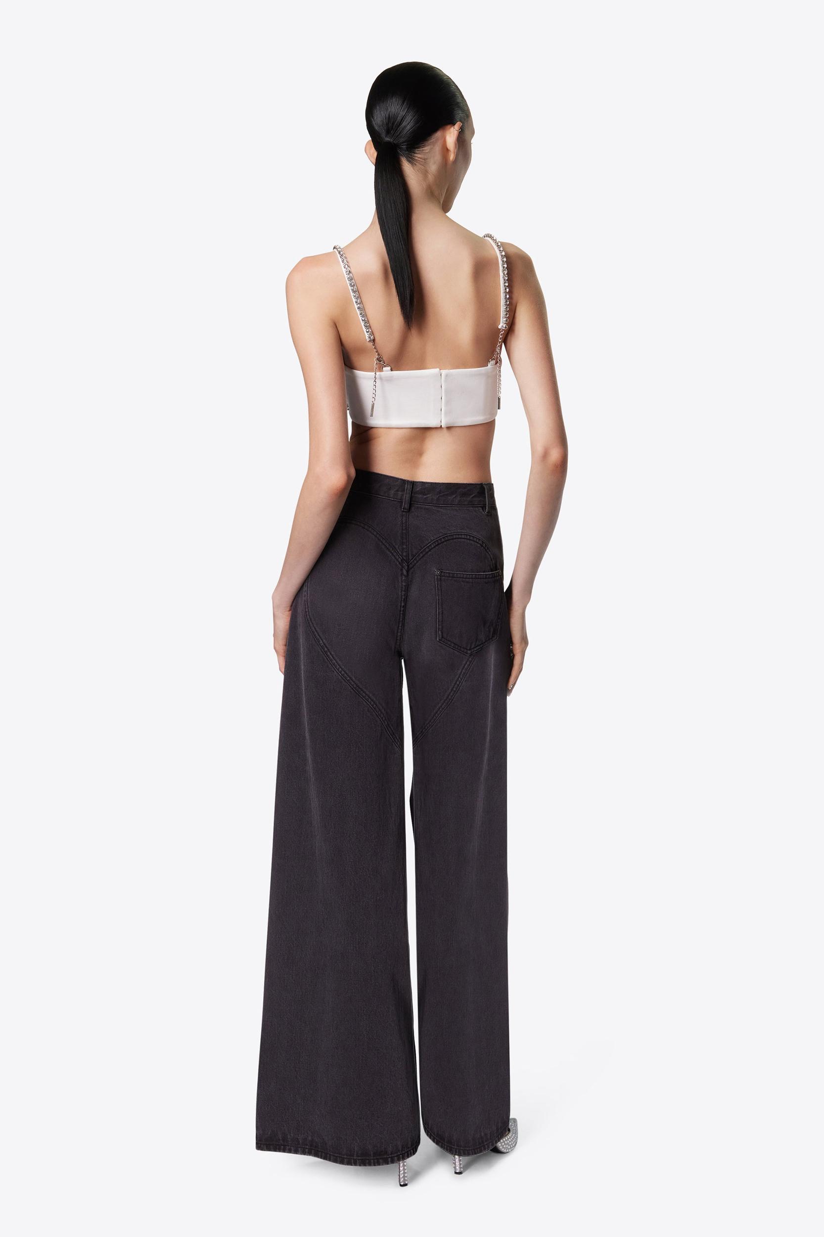 Wide Leg Crystal Slit Jean Product Image