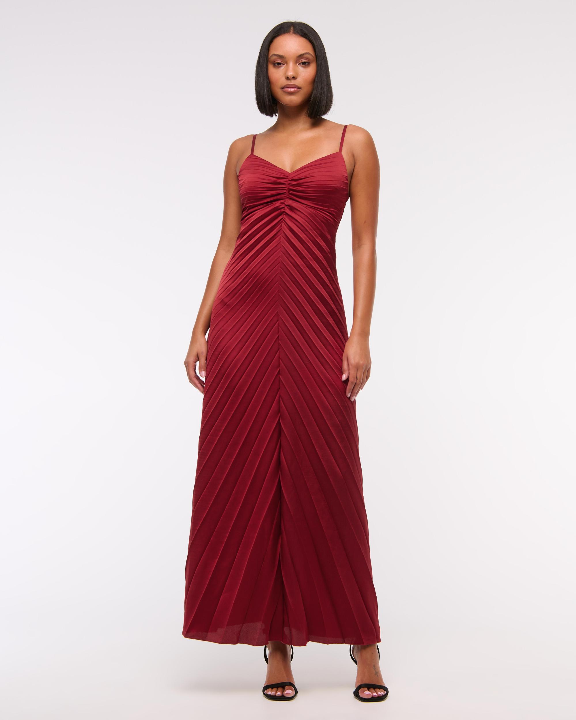 The A&F Giselle Sunburst Pleated Maxi Dress Product Image