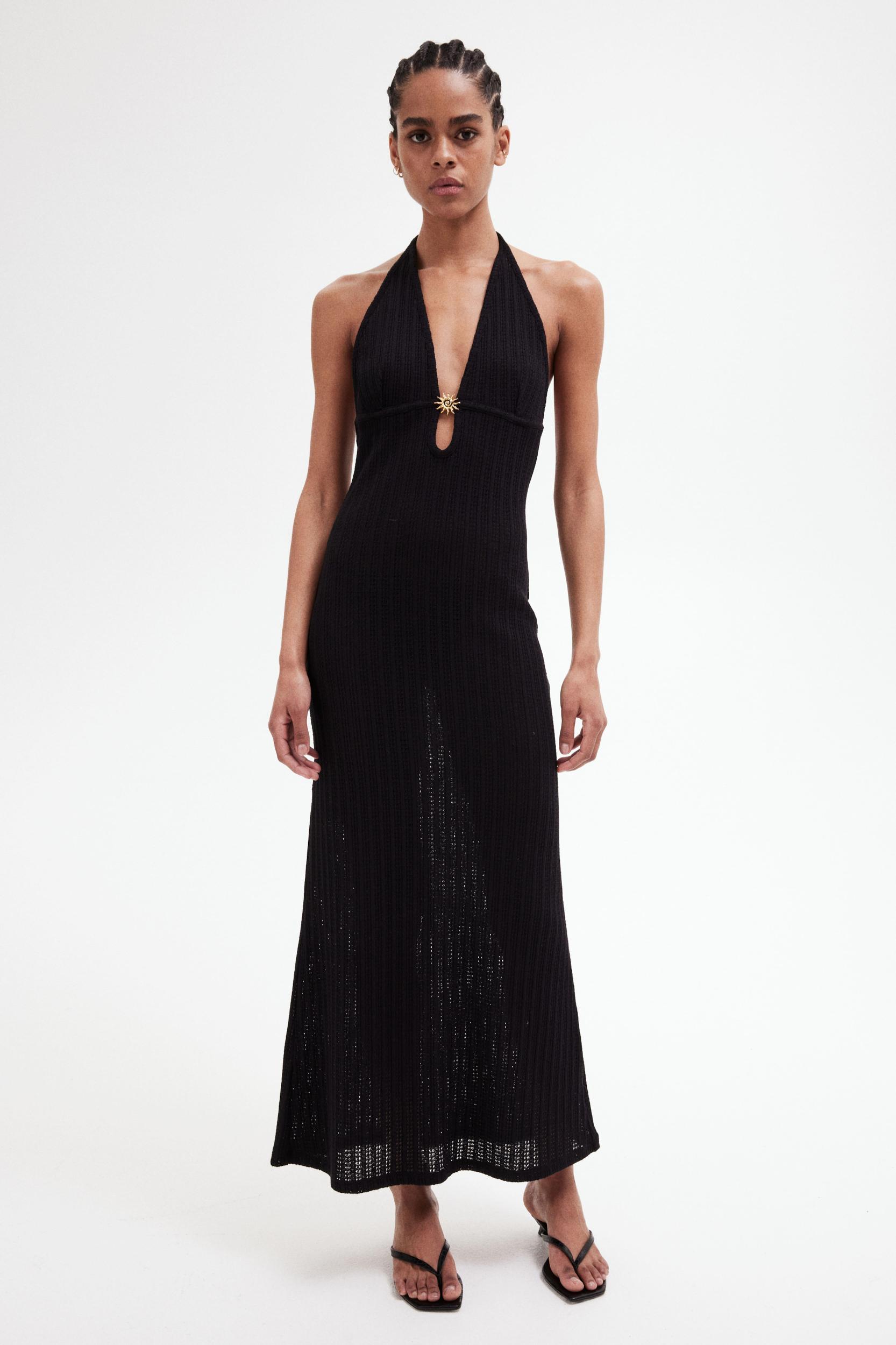 Embellished pointelle-knit dress Product Image
