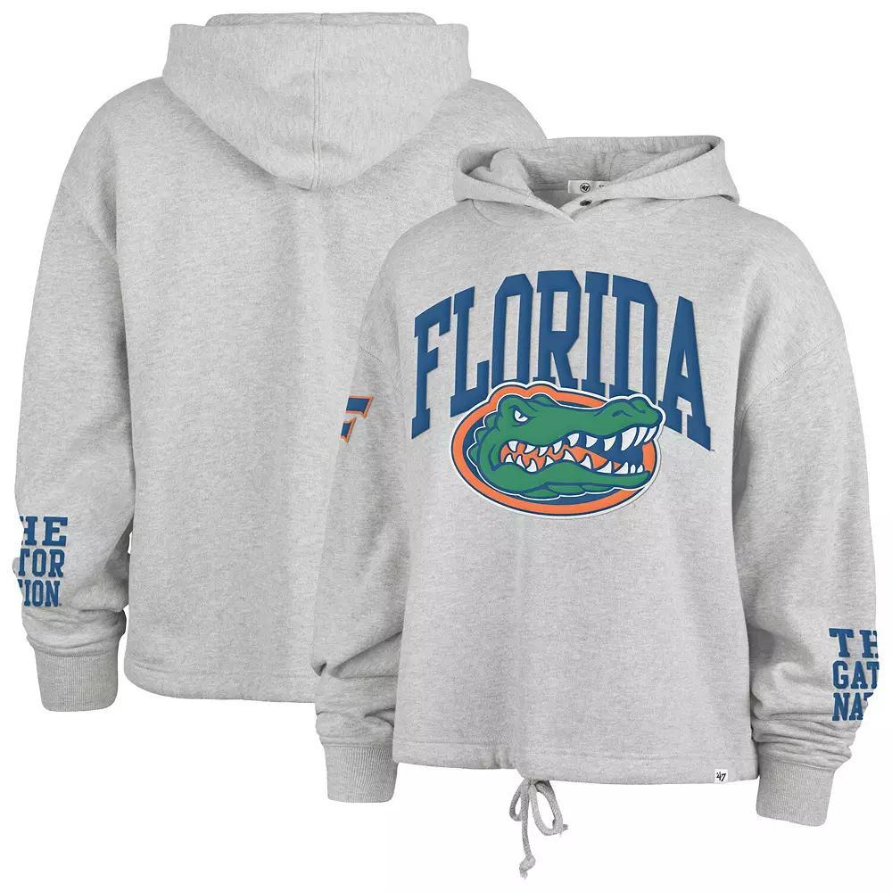 Women's '47 Heather Gray Florida Gators High Hopes Long Sleeve Cropped Hoodie, Size: Medium, Grey Product Image