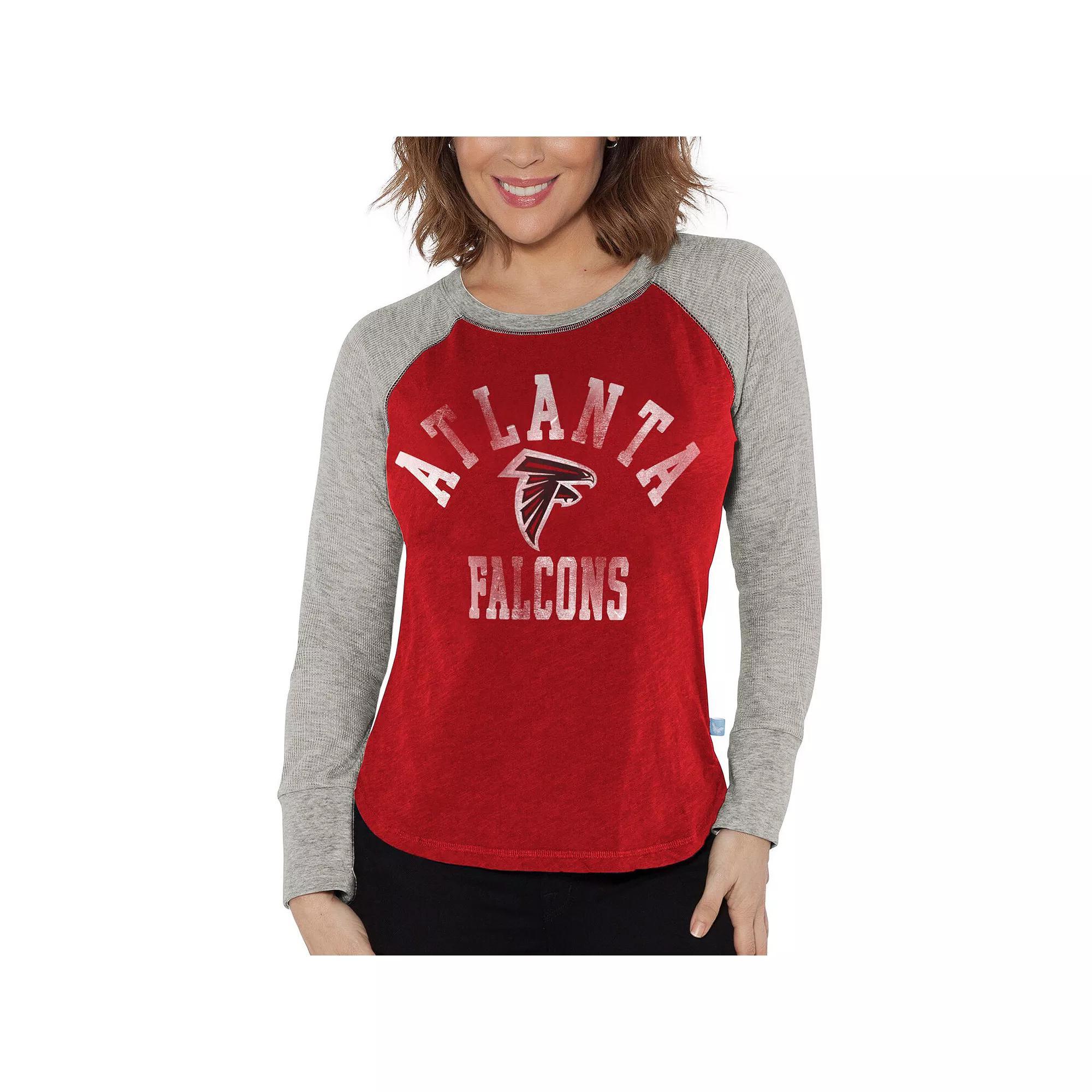 Women's G-III 4Her by Carl Banks Royal/Heather Gray Los Angeles Rams Waffle Knit Raglan Long Sleeve T-Shirt, Size: 2XL, Blue Product Image