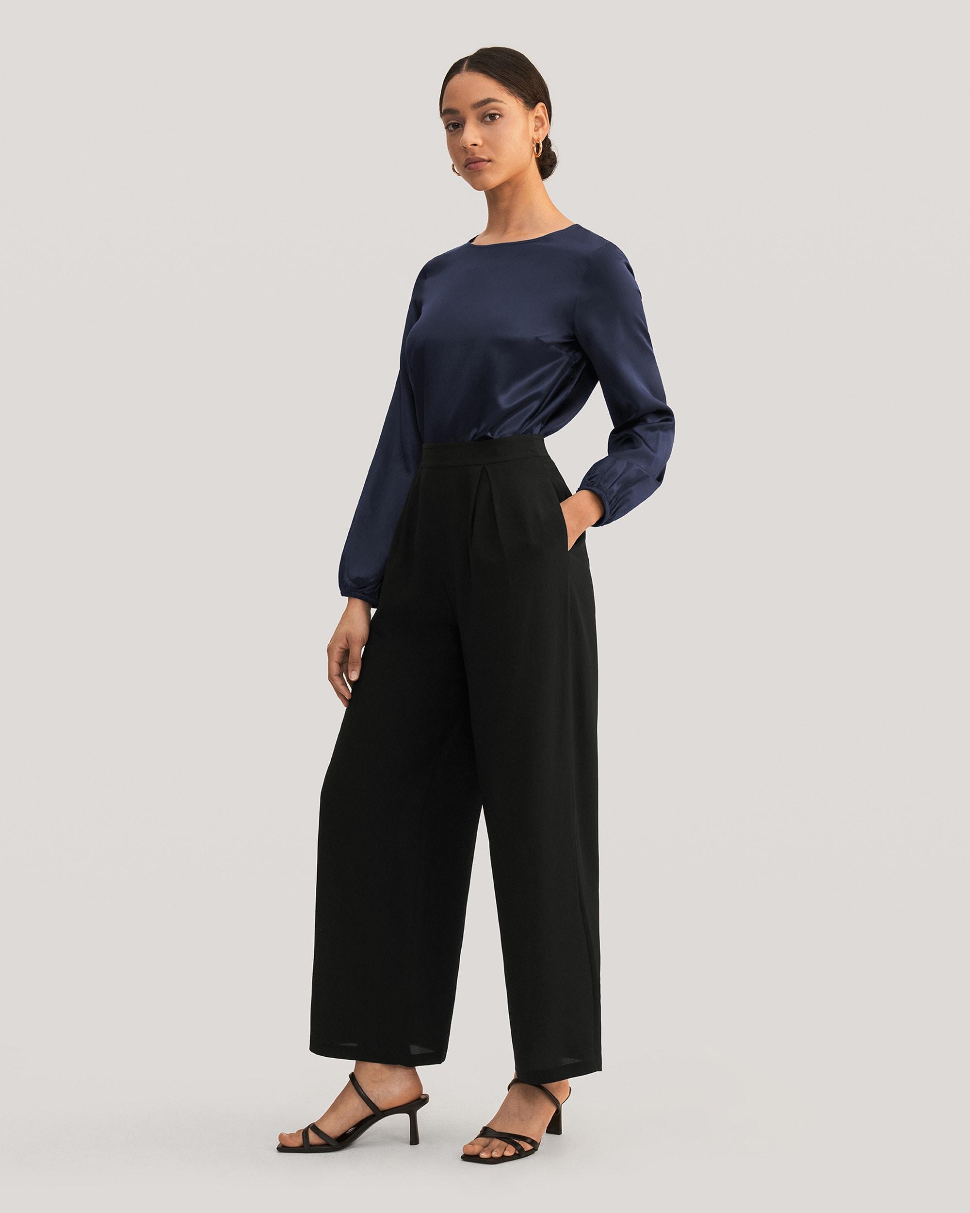 Smooth Silk Wide Leg Cropped Pants Product Image