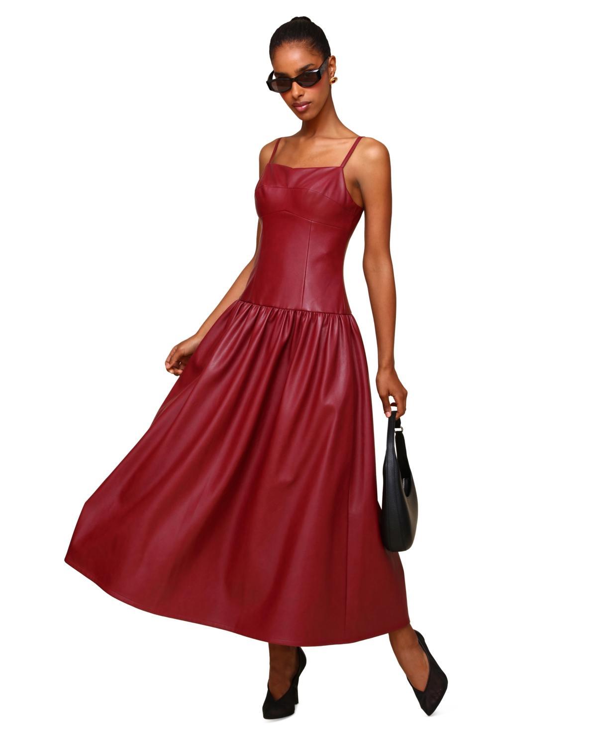 Avec Les Filles Womens Faux-Leather Drop-Waist Maxi Dress Product Image