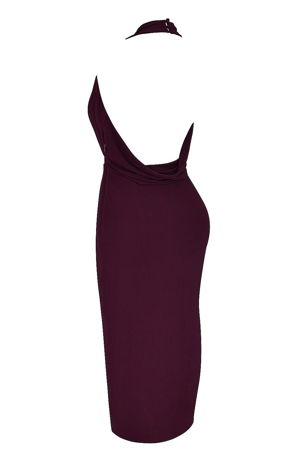 Florentina Merlot Draped Midi Dress Product Image