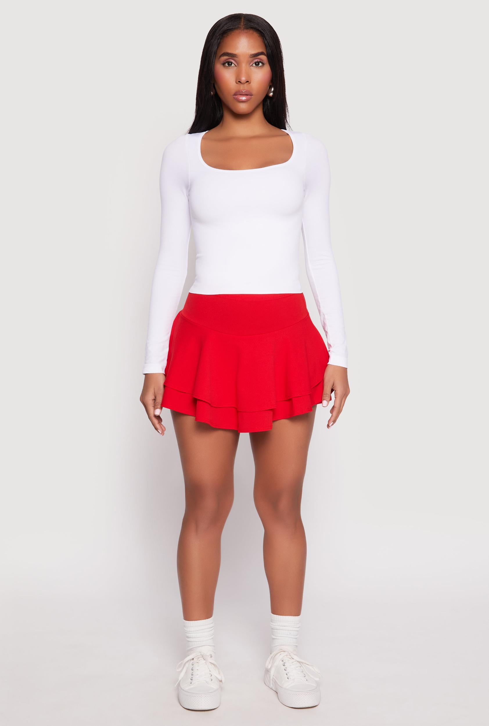 Womens Crepe Knit Double Tiered Skort Product Image