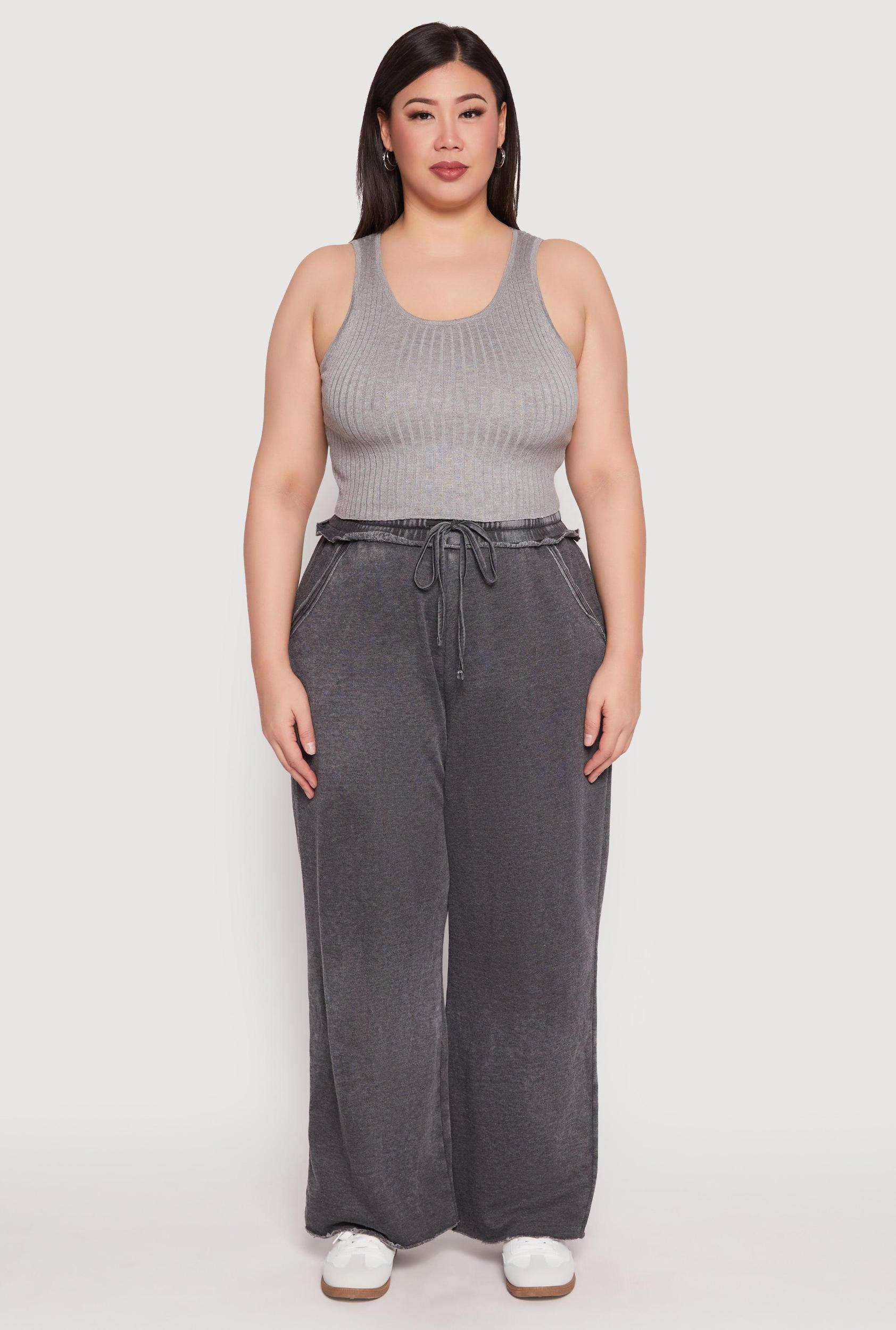 Womens Plus Size Acid Wash Wide Leg Sweatpants Product Image