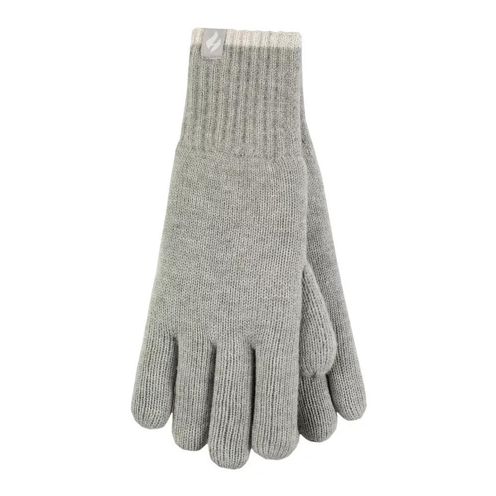 Women's Heat Holders Heatweaver Sparkle Striped Gloves, Size: Small-Medium, Light Gray Product Image
