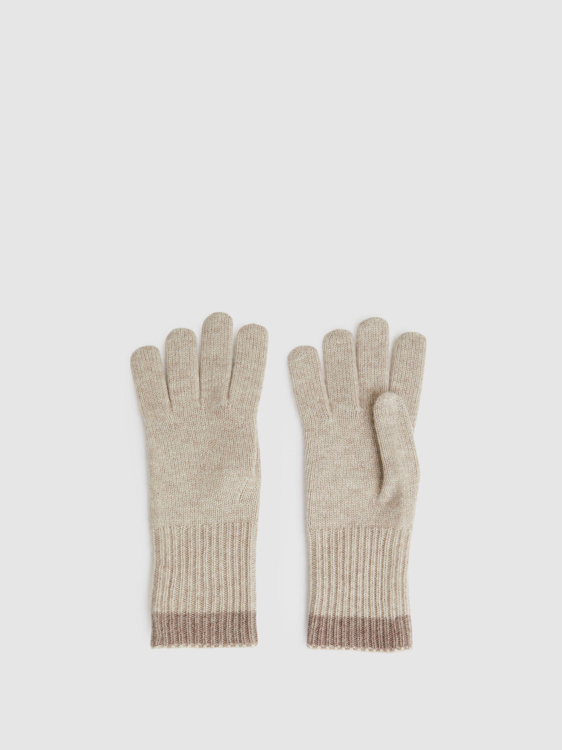 Wool Blend Tipped Gloves in Taupe Product Image