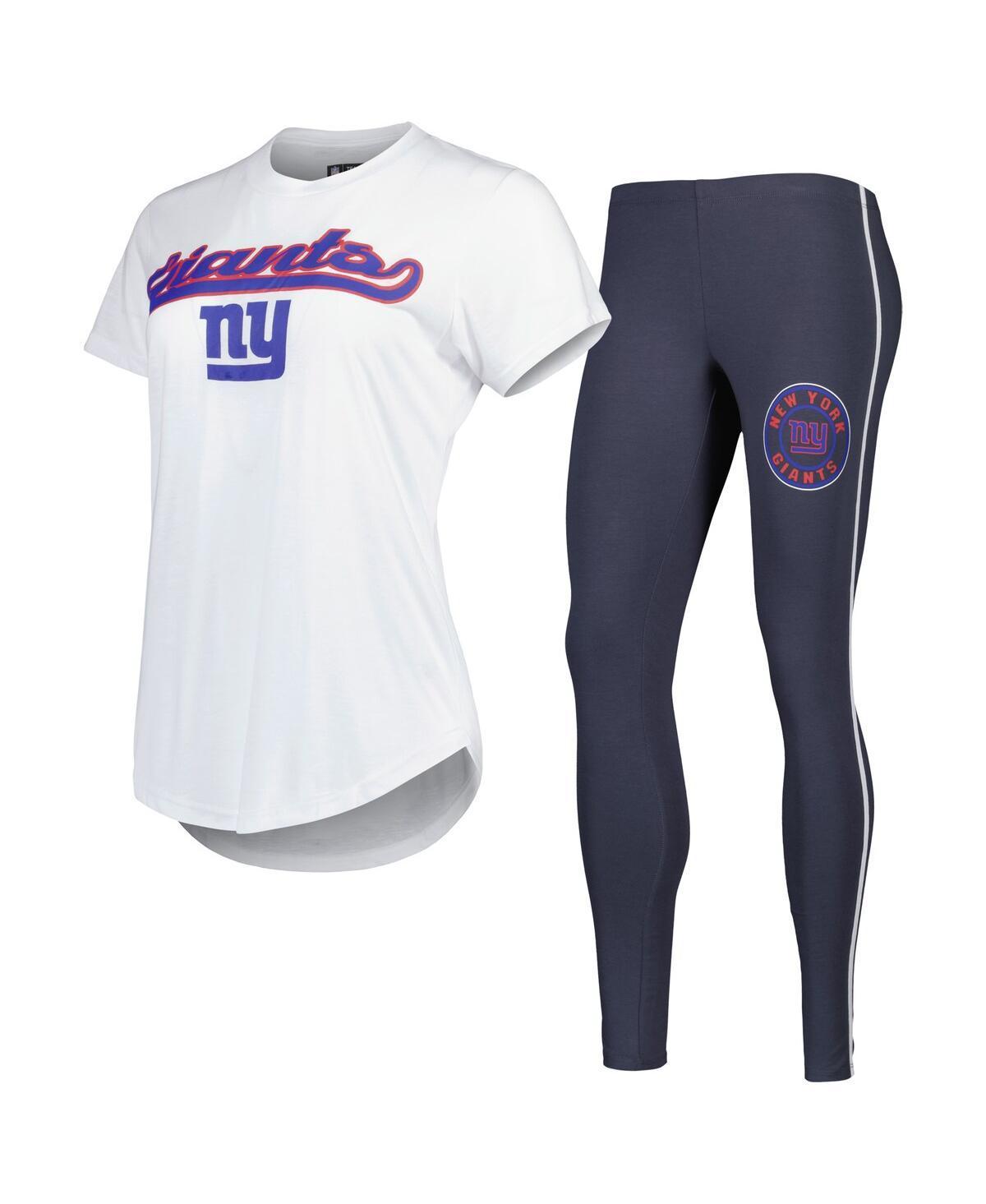 Women's Concepts Sport White/Charcoal New York Giants Sonata T-Shirt & Leggings Sleep Set, Size: Large Product Image