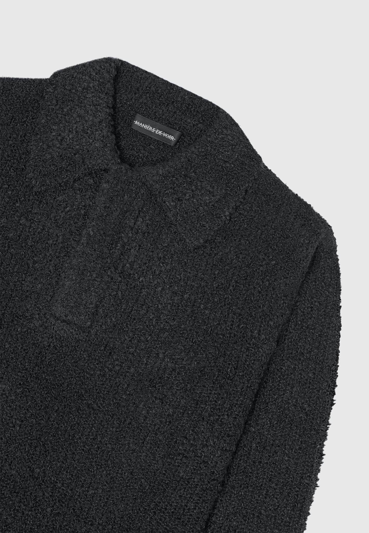 Boucle Knit Polo Jumper - Black Male Product Image