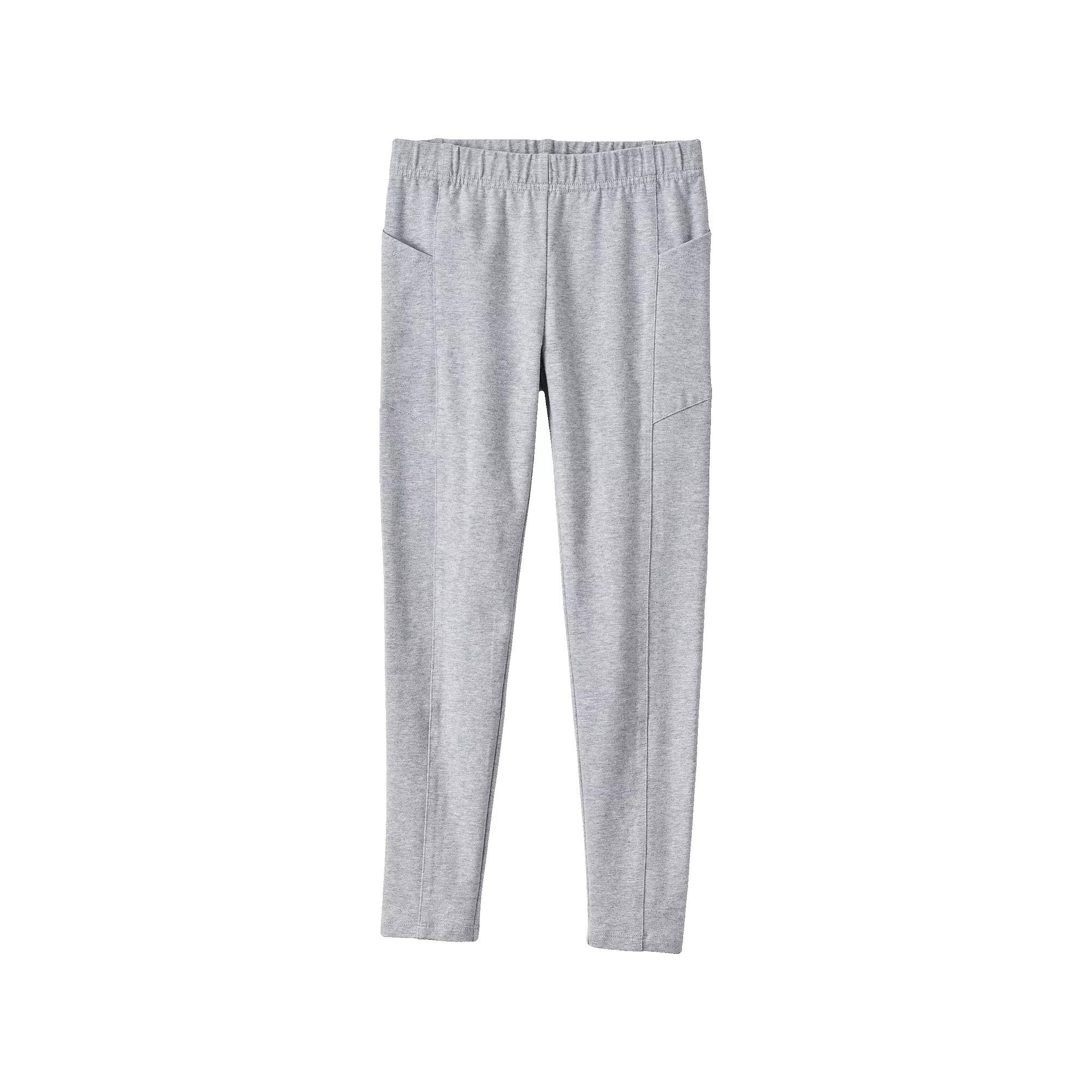 Girls 2-20 Lands' End Tough Cotton Legging with Pocket in Regular and Plus, Girl's, Size: XL(14/16), Gray Grey Product Image