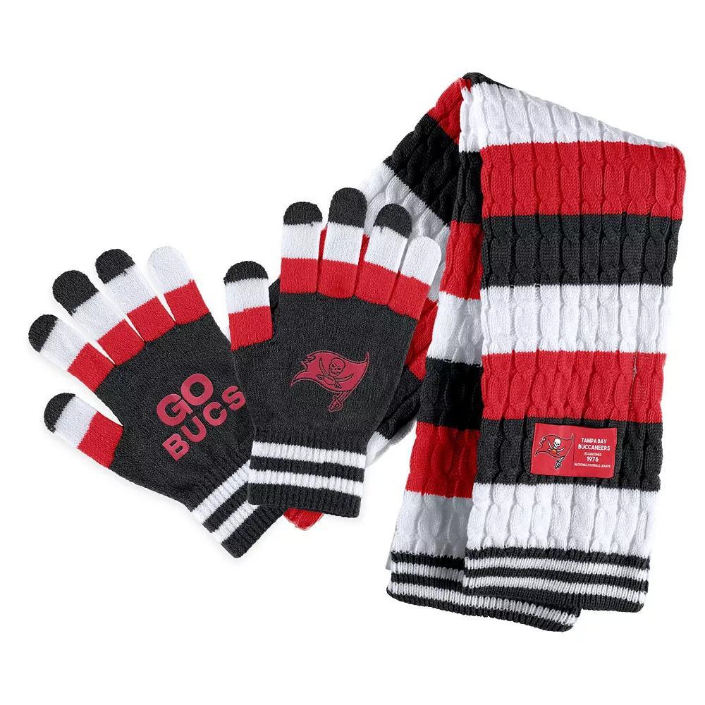 Women's WEAR by Erin Andrews Tampa Bay Buccaneers Striped Scarf & Gloves Set, Team Product Image