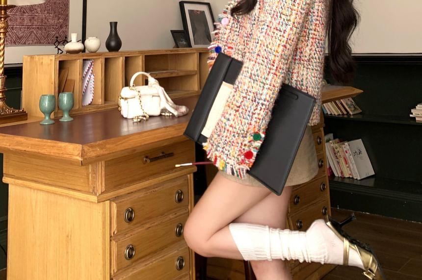 Frayed Multicolor Knit Jacket Product Image