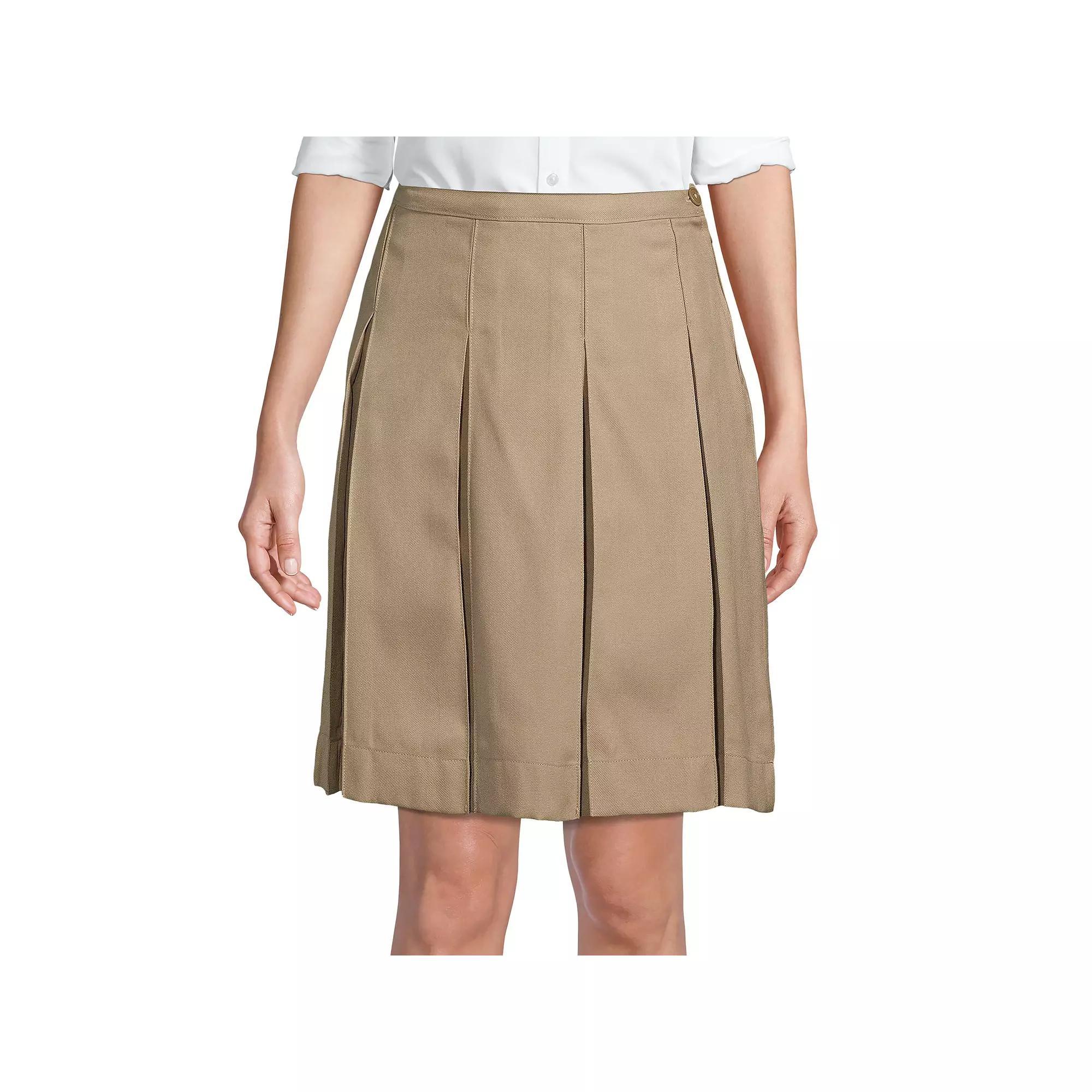 Women's Lands' End School Uniform Above the Knee Box Pleat Skirt, Size: 2, Black Product Image