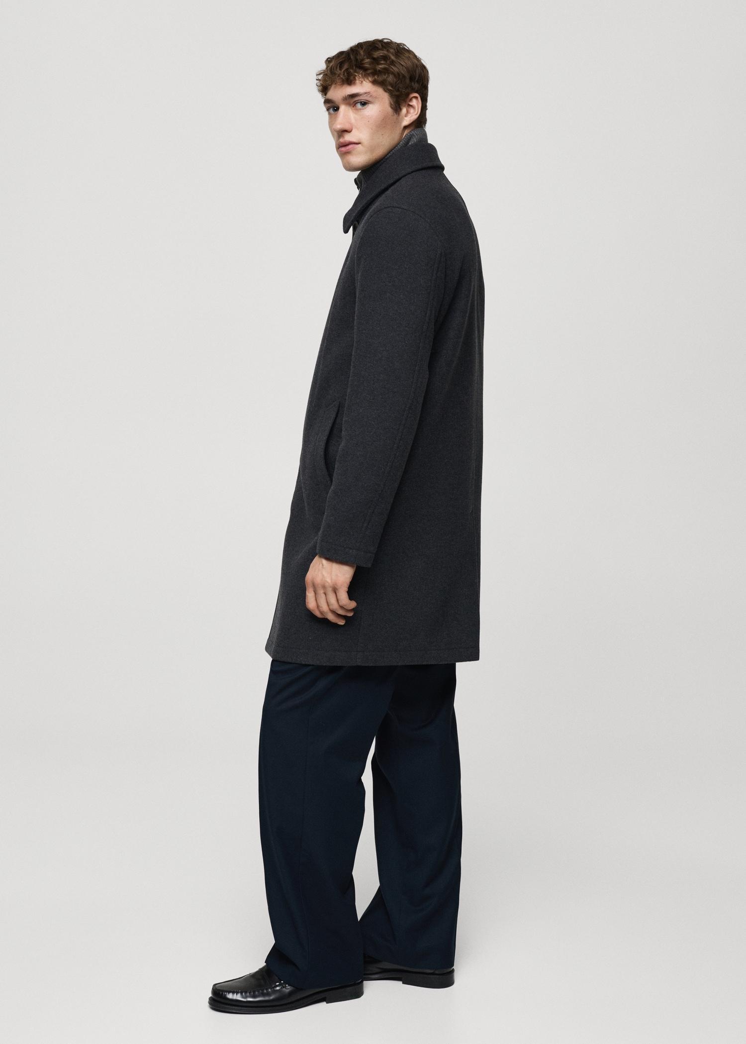 Wool coat with detachable corduroy breastplate - Men | MANGO USA Product Image