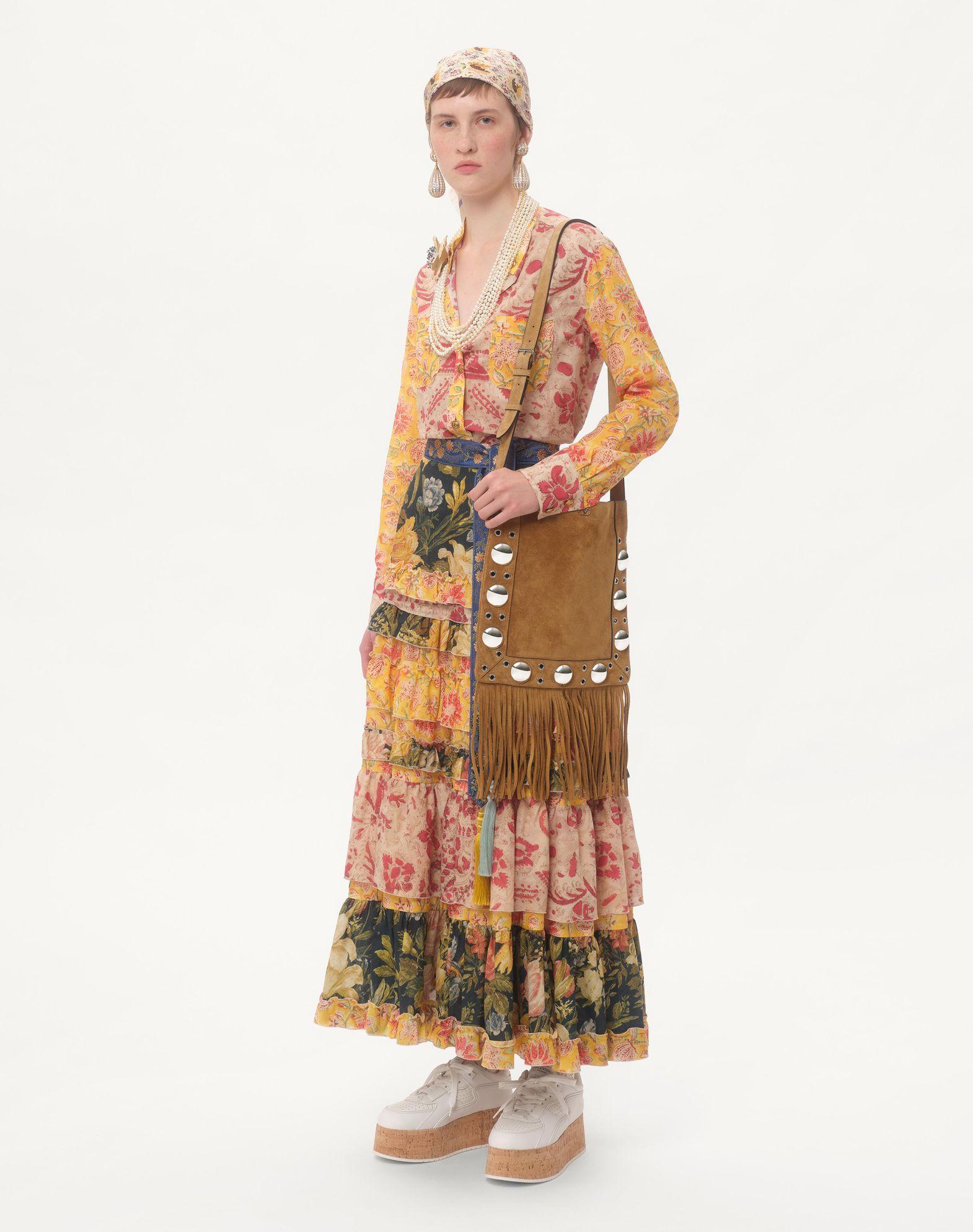 Valentino Garavani Nellcôte Suede Shoulder Bag With Fringes Product Image