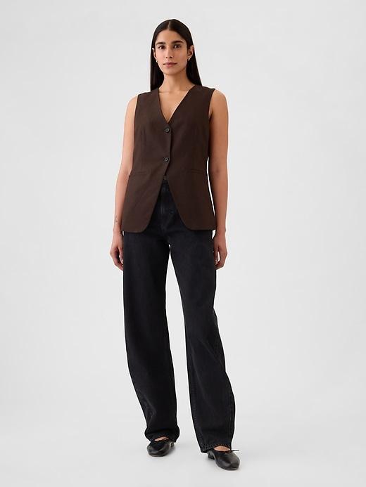 Linen-Cotton Longline Vest Product Image