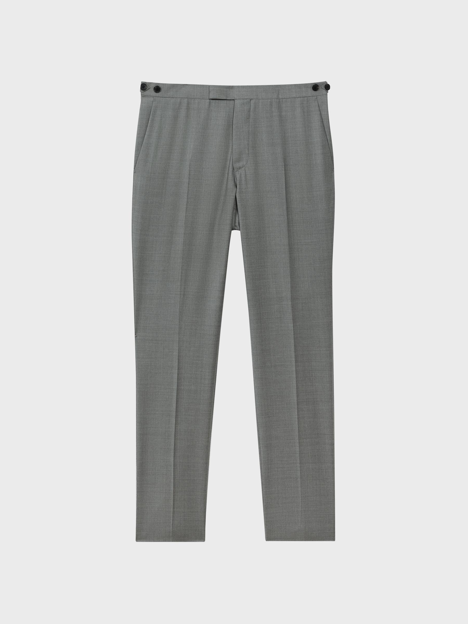 Atelier Wool Cashmere Blend Slim Fit Trousers in Grey Melange Product Image