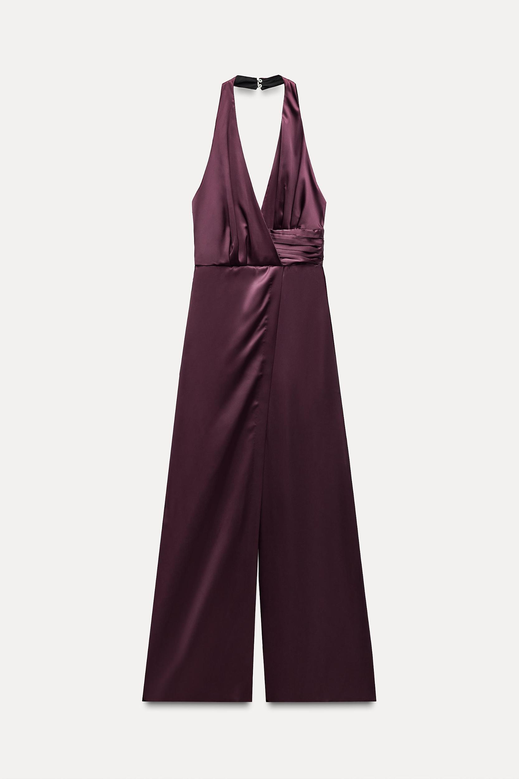 LONG RUCHED HALTER JUMPSUIT Product Image