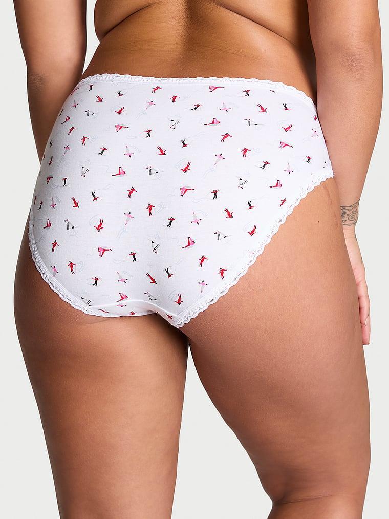 Lace-Trim Cotton High-Leg Brief Panty Product Image