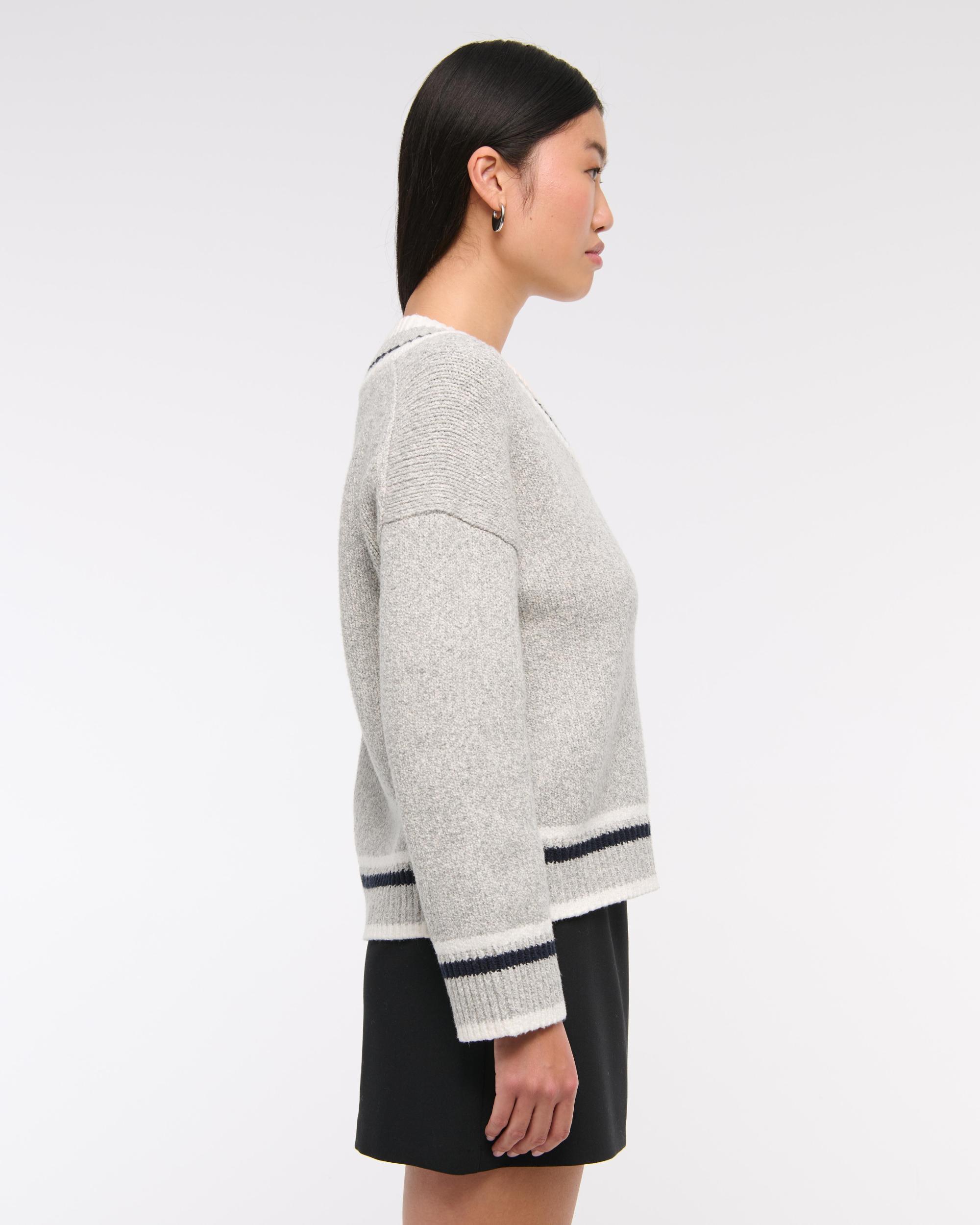 Relaxed Textural V-Neck Sweater Product Image