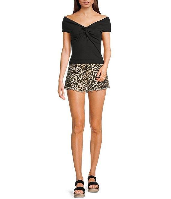 Originality Off-The-Shoulder Solid Twist Front Top Product Image