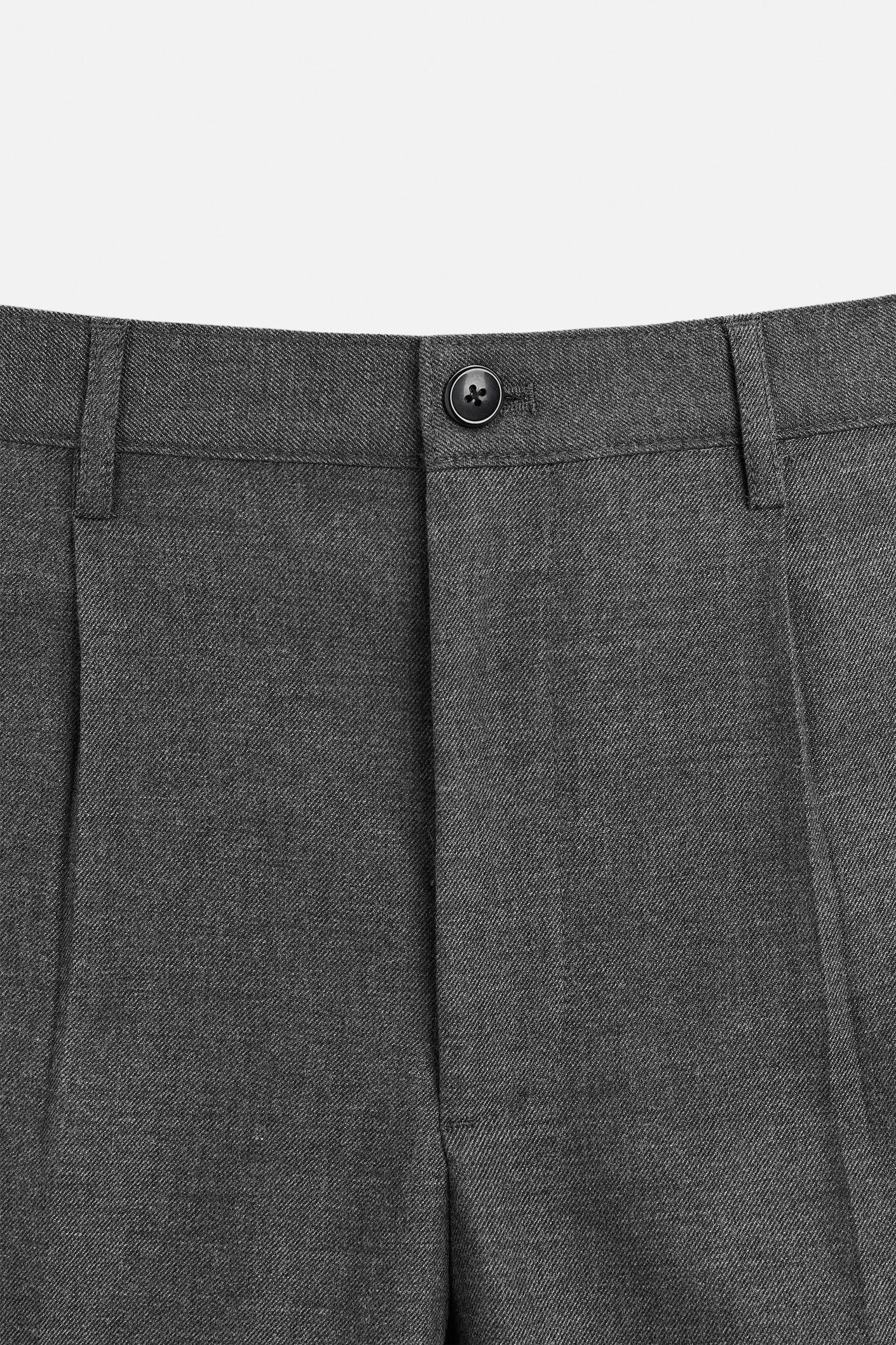 FLANNEL BLEND PLEATED PANTS Product Image