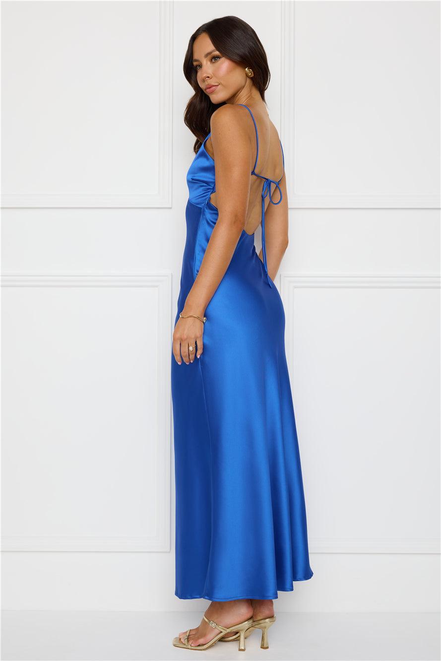 Chic 'Fit Slip Satin Maxi Dress Cobalt Product Image