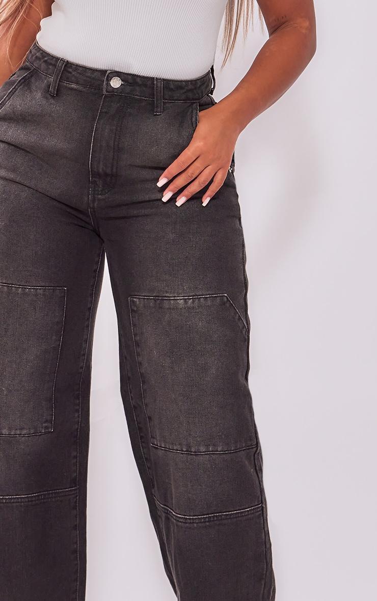 Shape Black Denim Utility Wide Leg Jeans Product Image