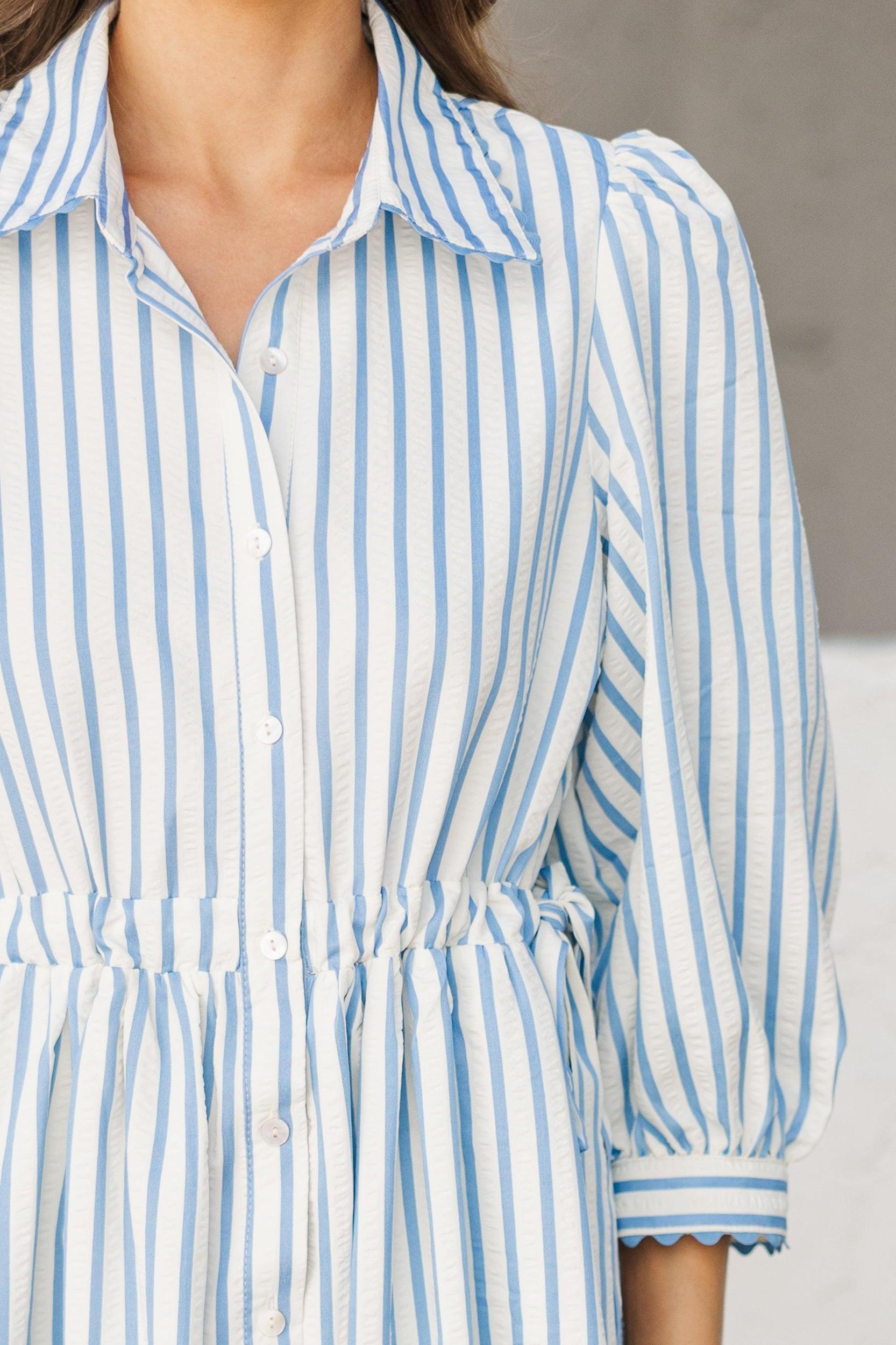 The Beauty Blue Striped Midi Dress Female Product Image
