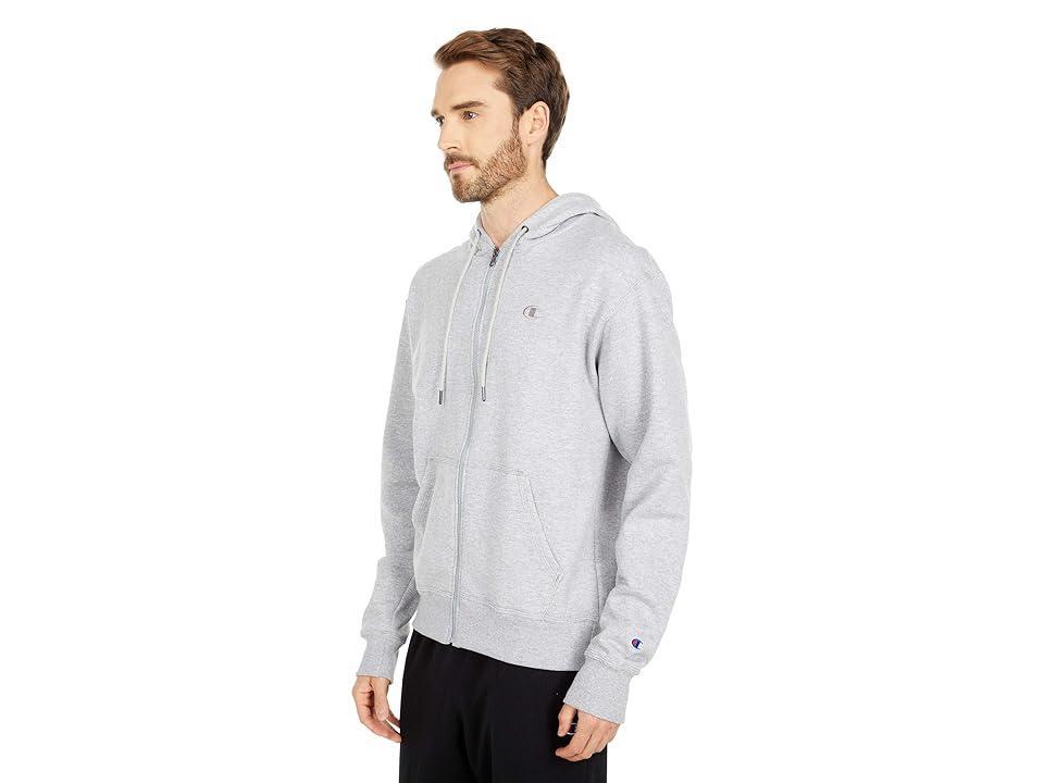 Mens Champion Powerblend Full-Zip Hoodie, C Logo Oxford Grey XL Product Image