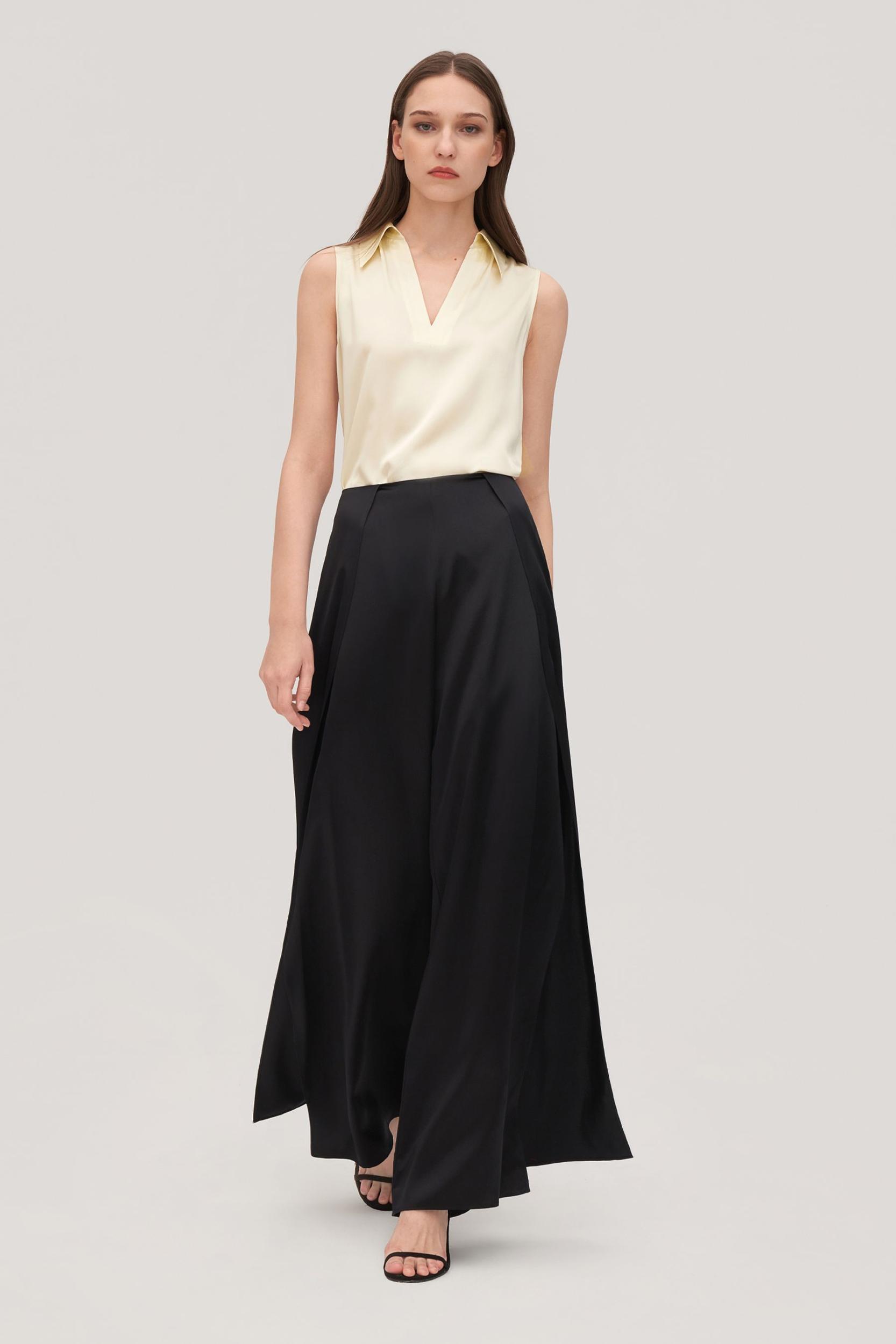 V-Neck Sleeveless Silk Violet Shirt For Women Product Image