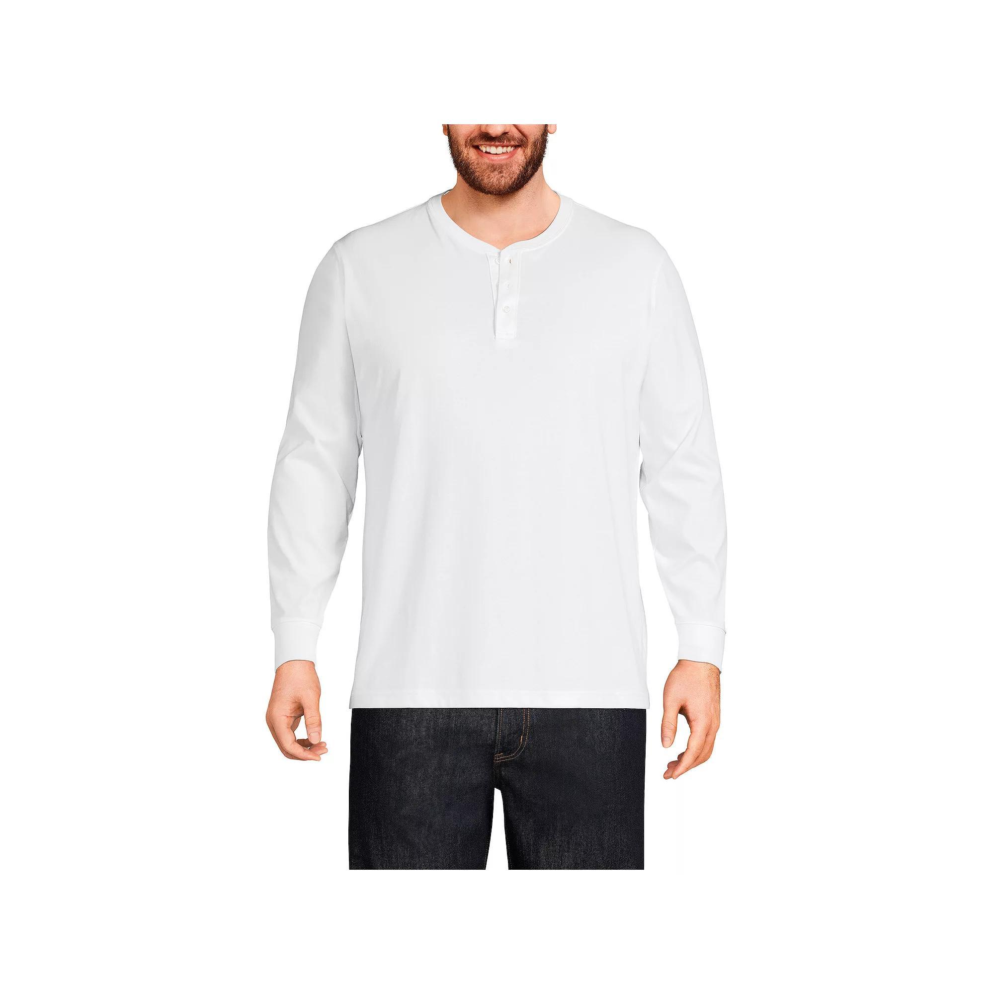 Big & Tall Lands' End Super-T Henley, Men's, Size: 4XL Tall, White Product Image
